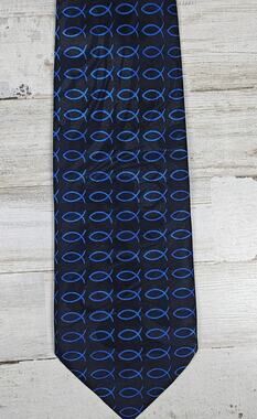 The STEVEN HARRIS Break Bread Religious Ichthys Fish Jesus Necktie Handmade